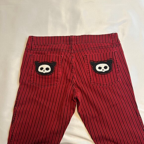 Skelanimals by Tripp NYC Pants Sz 11 Red & Black Striped Low Rise Skinny - Picture 1 of 13